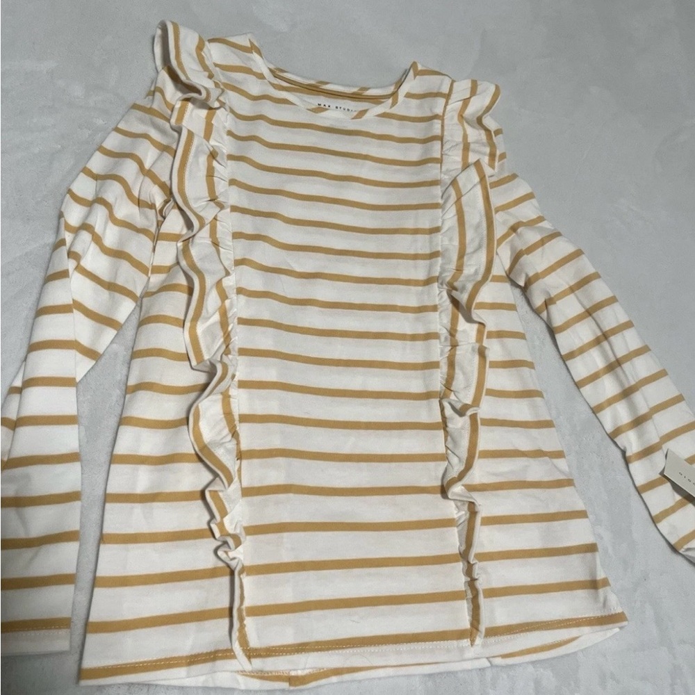 Max Studio Girls Yellow and White Striped Top
